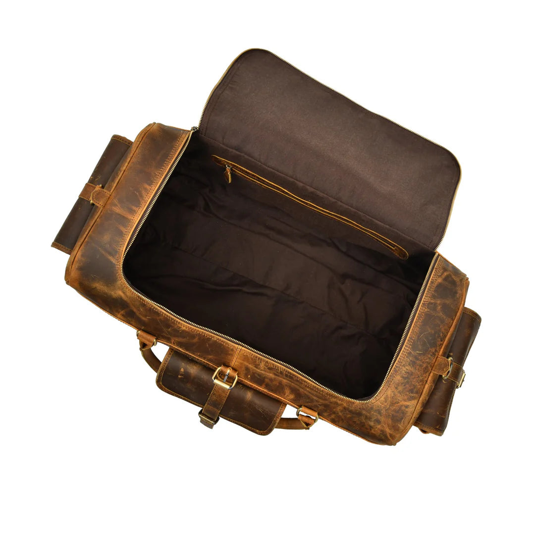 Retro Buffalo Leather Duffle Bag - Recondite Sepia