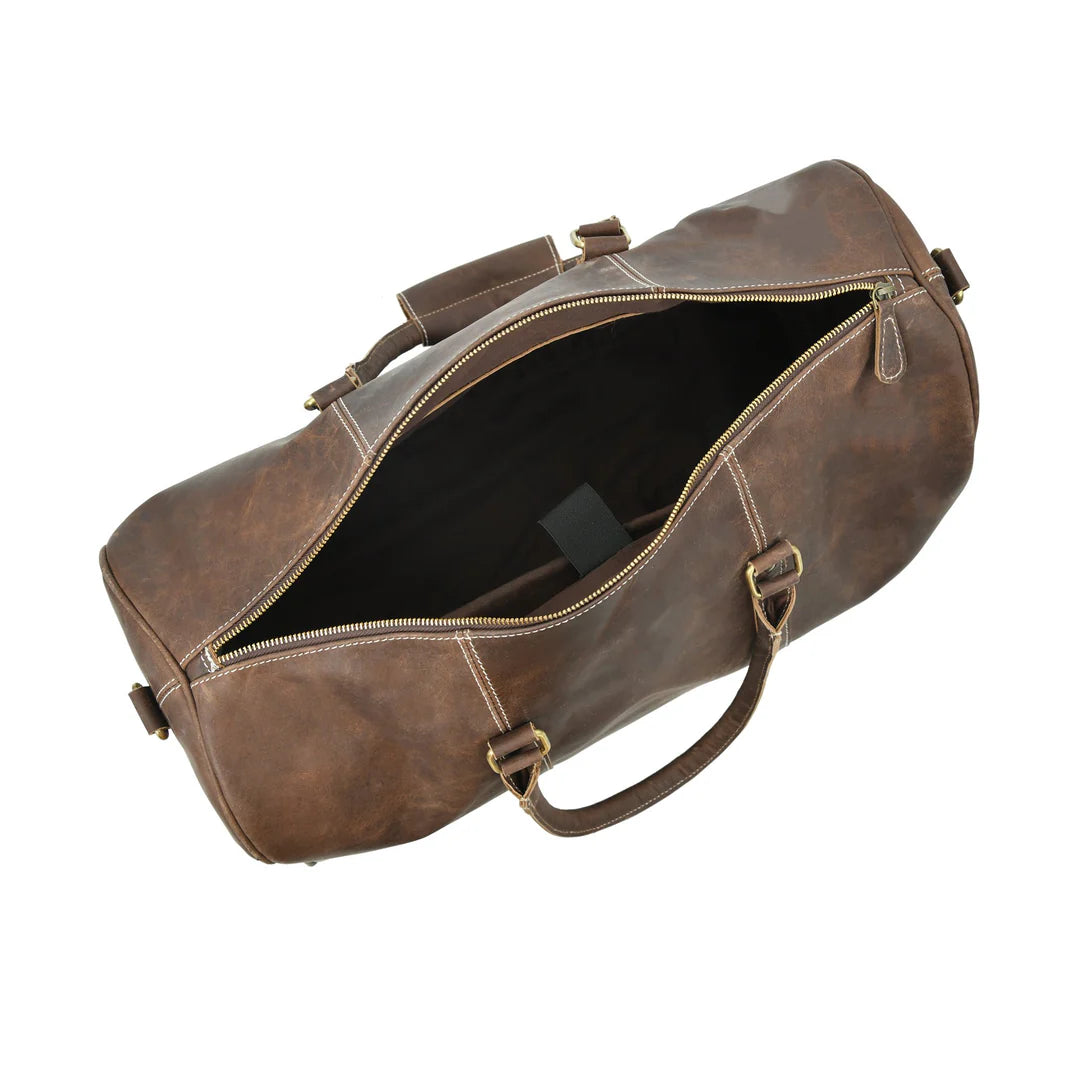 Leather Overnight Duffle Bag - Tuscan Ardor