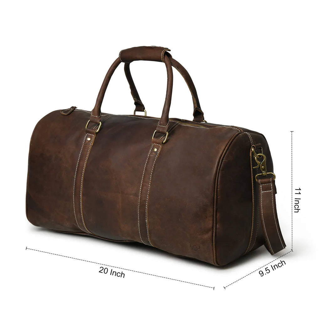 Leather Overnight Duffle Bag - Tuscan Ardor
