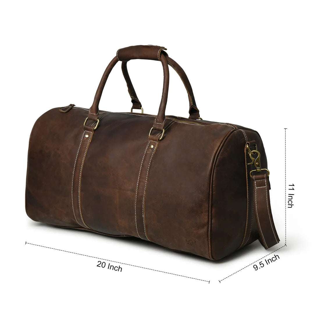 Leather Overnight Duffle Bag - Tuscan Ardor