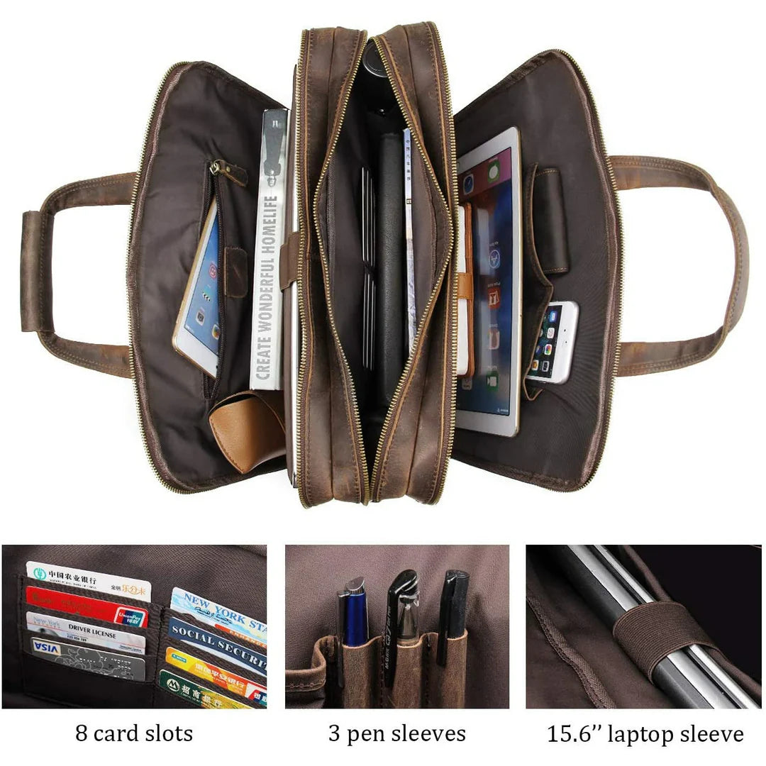 Crazy Horse Handmade Buffalo Leather Briefcase
