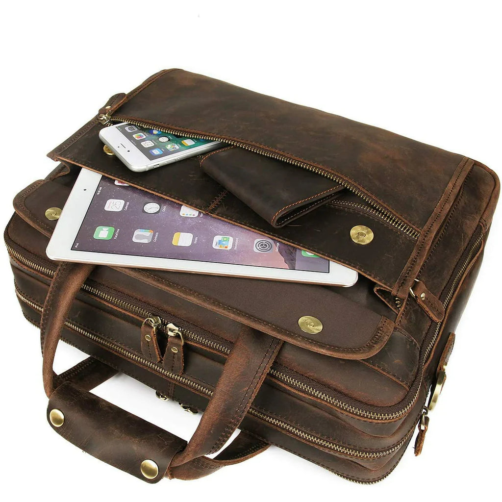 Crazy Horse Handmade Buffalo Leather Briefcase