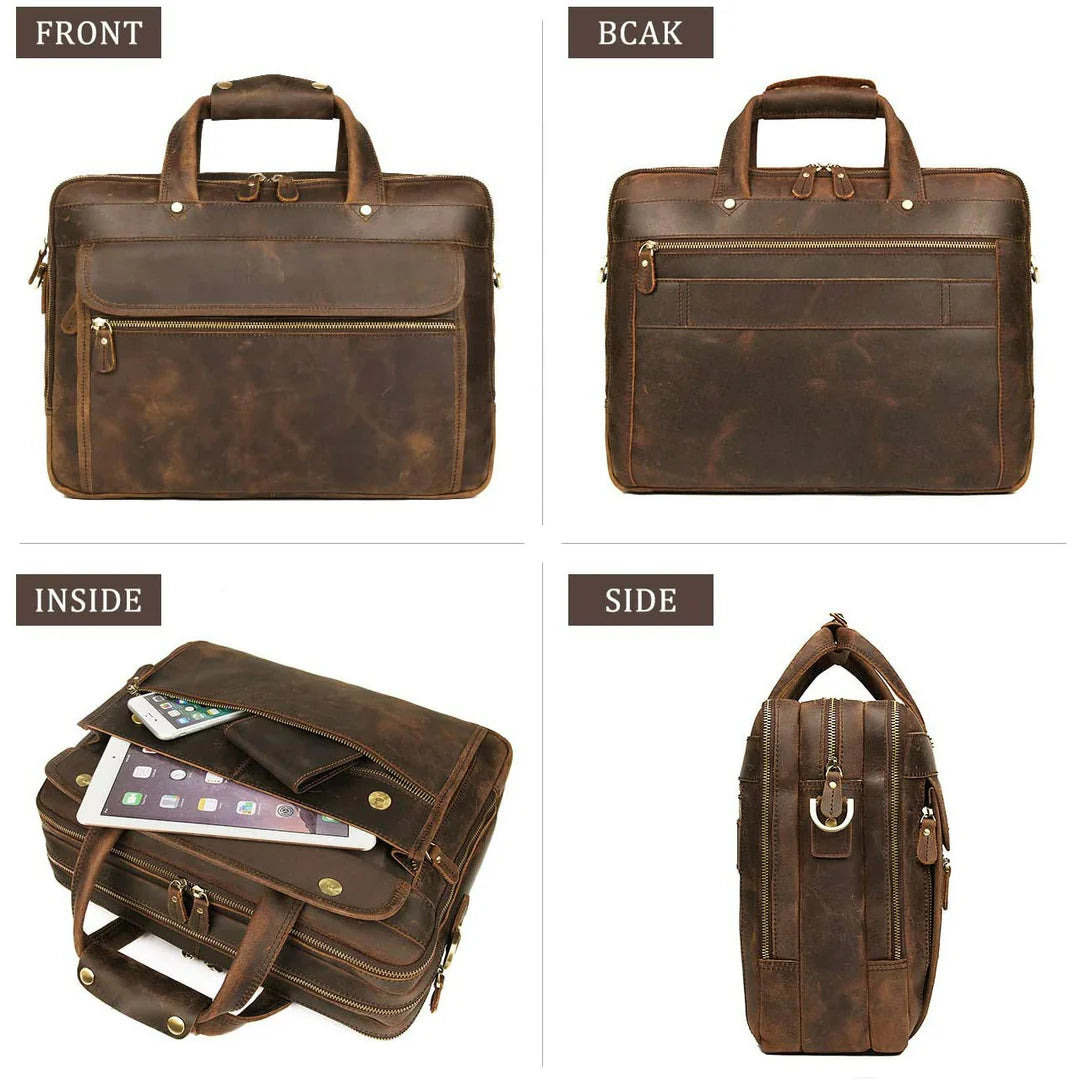 Crazy Horse Handmade Buffalo Leather Briefcase
