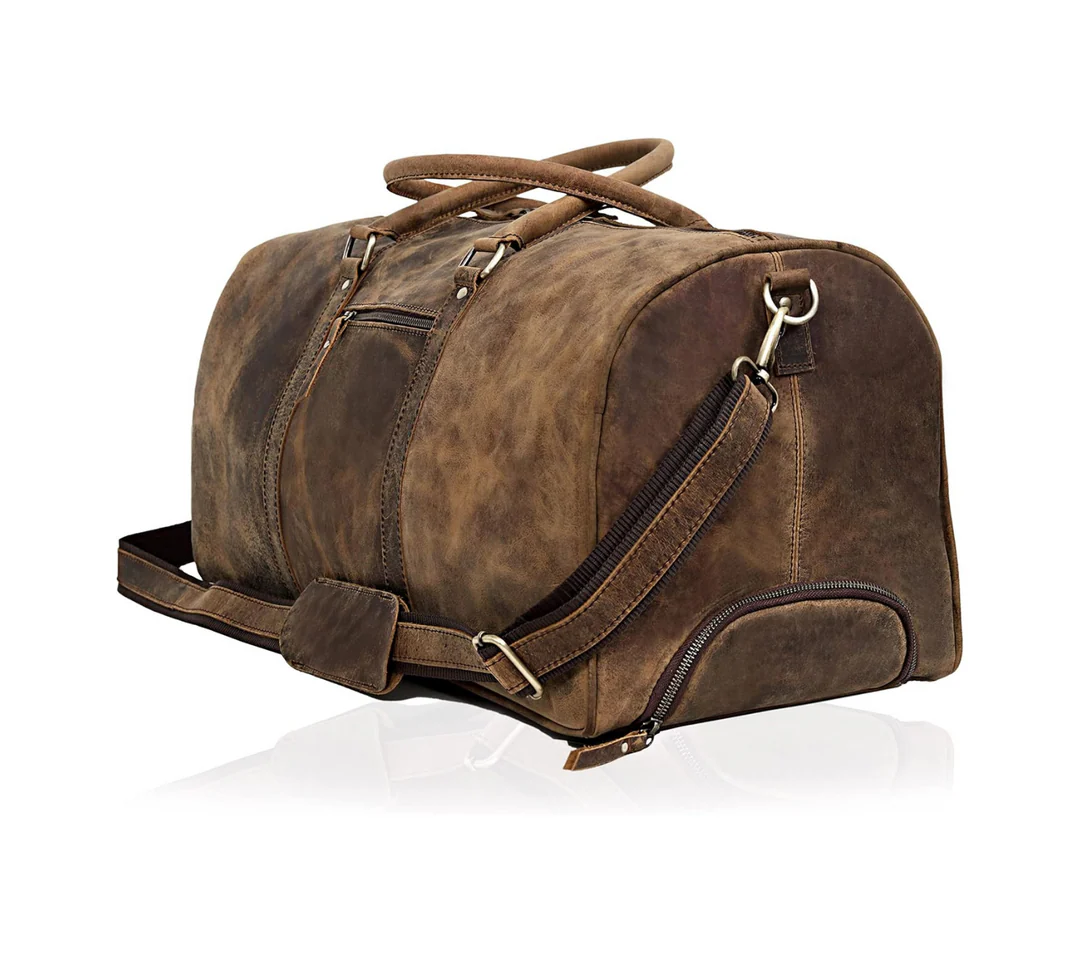 Ashby Buffalo Leather Duffel Bag with Wheels
