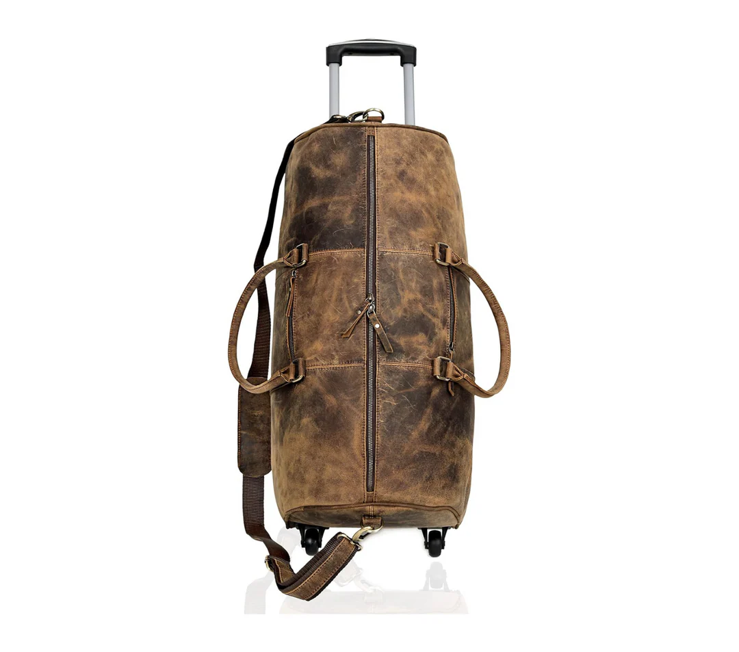 Ashby Buffalo Leather Duffel Bag with Wheels