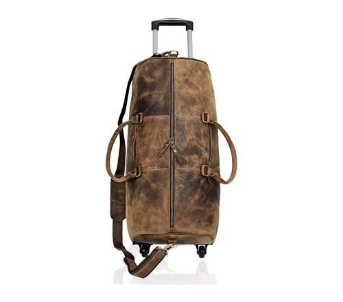 Ashby Buffalo Leather Duffel Bag with Wheels