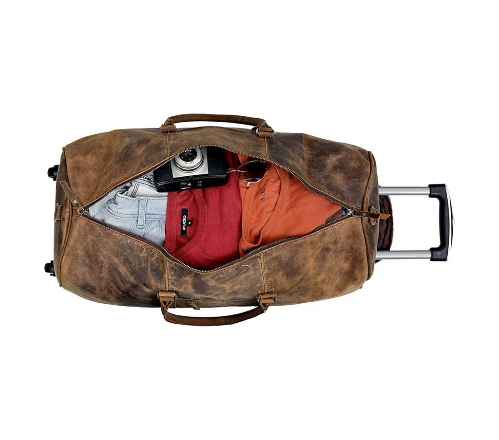 Ashby Buffalo Leather Duffel Bag with Wheels
