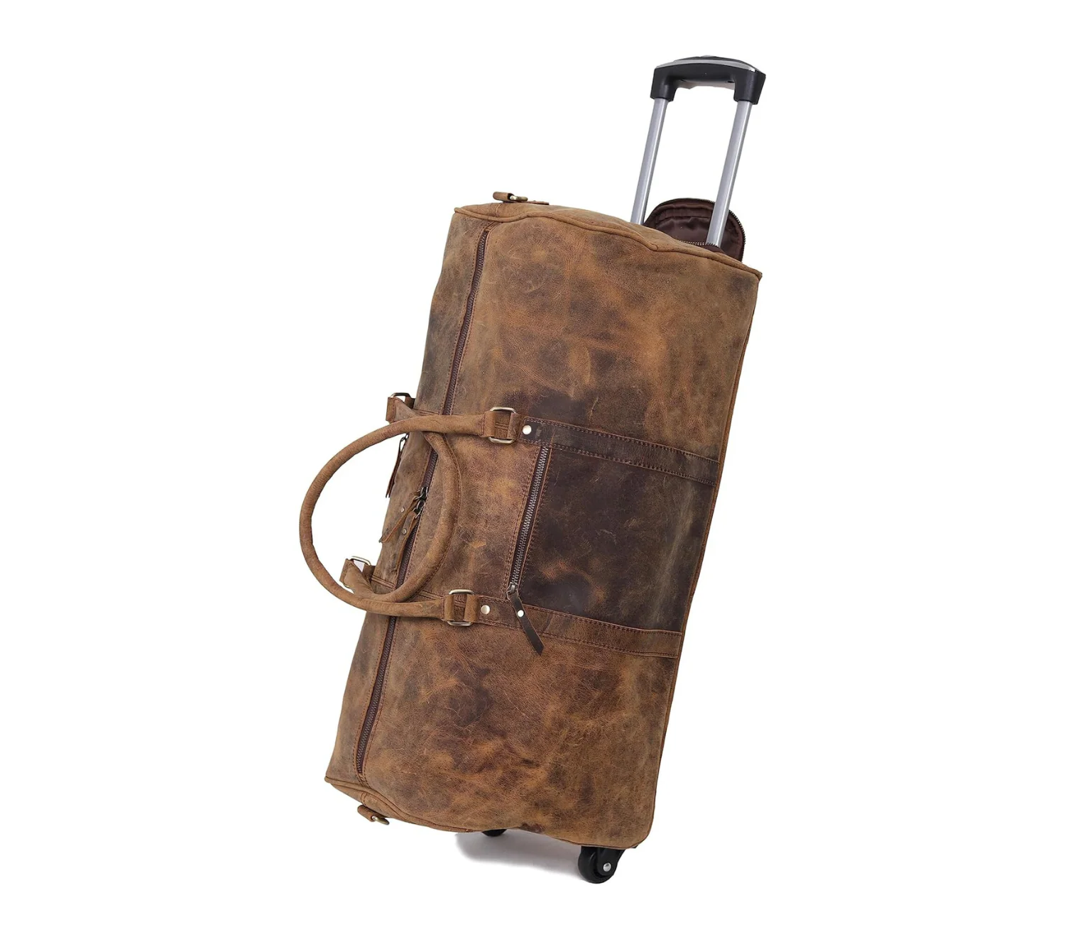 Ashby Buffalo Leather Duffel Bag with Wheels
